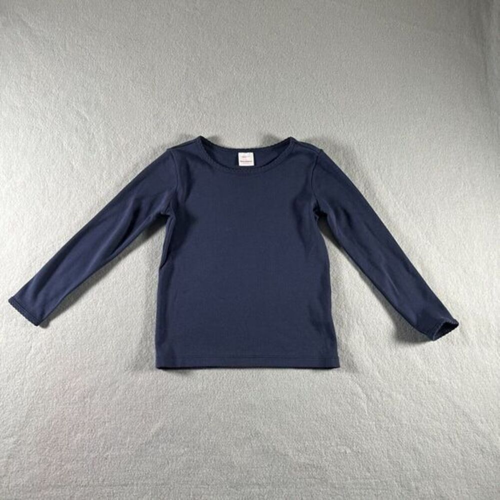 Hanna Andersson T-Shirt Girls‎ Size 110 US 5 Navy Cotton Long Sleeve Basic Top